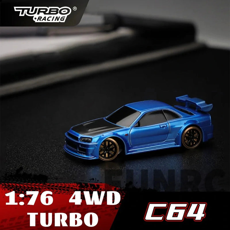 Turbo Racing C64 RTR 1/76 2.4G RWD Mini Drift RC Car Built In Gyro Micro Sports Truck LED Lights Full Proportional Vehicles Model Kids Children Toys
