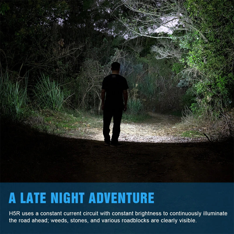 Trustfire H5R 600 Lumens Headlamp 150 Dual Lamp LED USB Rechargeable Headlights 180 Adjustable IP68 Head Torch 18650 Flashlights with Power Indicator for Outdoor Cycling Adventure Fishing