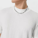 INCERUN Mens Half-collar Solid Knitted pit-stripe Short Sleeve T-shirt