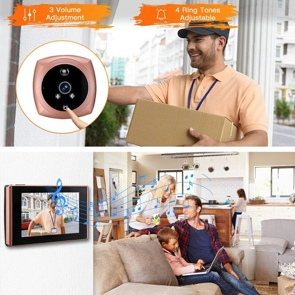 4.5 inch Peephole Video Doorbell Door Camera Viewer with LCD Screen Display Wide Angle Cat Eye Motion Detection Visitor Record Ring Visual Door Bell