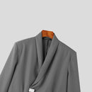 INCERUN Men Long Sleeved Blazer with Slanted Lapels and Metal Buttons and Shoulder Pads Fashion Loose Fit Blazers for Big Men Large Size S-5XL