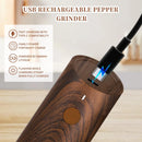 500mAh Electric Pepper Grinder in Wood Grain Color Electric Salt and Pepper Grinder Set with 6 Adjustable Coarseness Adjustable Ceramic Core with LED Light USB Rechargeable