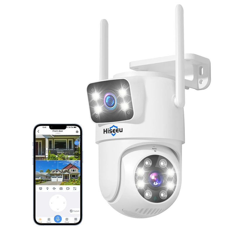 Hiseeu 2 Pack 6MP WIFI IP Camera Wireless Security Camera 5G 2.4G WiFi Dual Lens PTZ Outdoor Motion Tracking Color Night Vision
