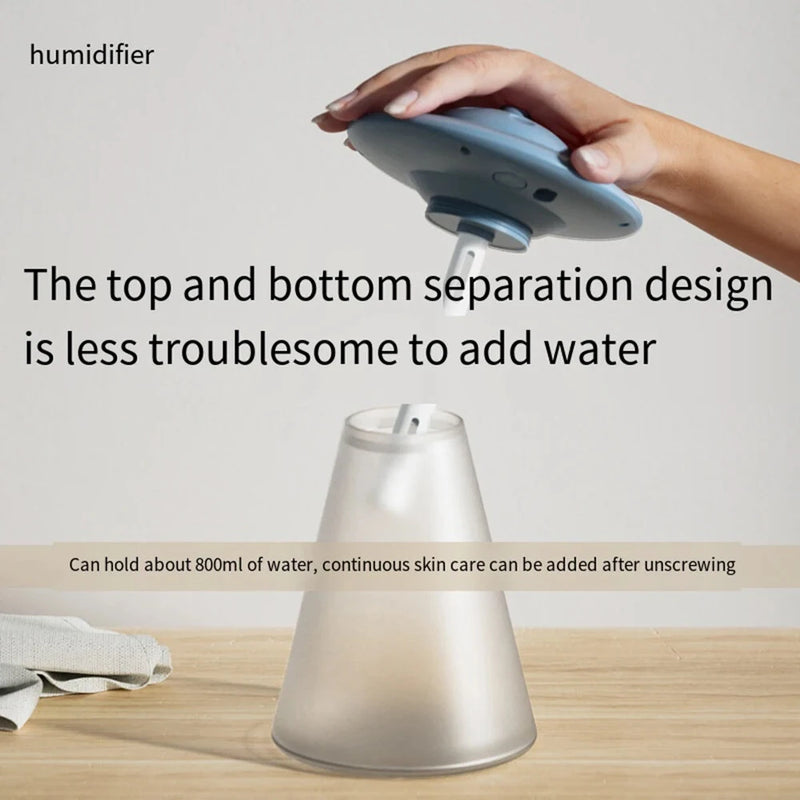 800ML Smart USB Charging UFO Humidifier Cordless Portable Air Humidifier Essential Oil Diffuser Rechargeable Perfume Aroma Mist Spayer for Car Home Plants
