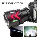 IPRee Dual Light Source Zoomable LED Headlamp with Sensing Switch Long-Range Strong Light LED Outdoor Long Endurance Head Light Searchlight