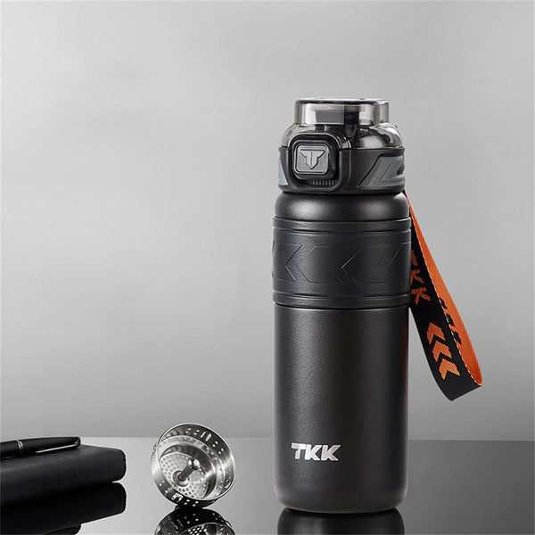 TKK SUS316 700ml Thermos Bottle Large Capacity Vaccum Cup Cold Insulation Portable Strap with Tea Flitter Thermal Flask