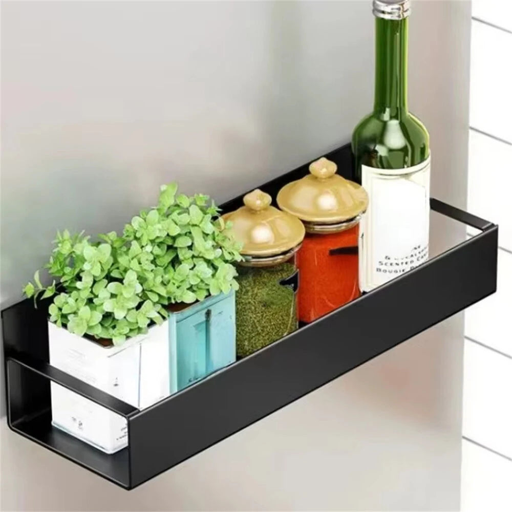 4pcs Magnetic Storage Rack with Hooks Punch-Free Household Kitchen Refrigerator Washing Machine Side Hanging Storage