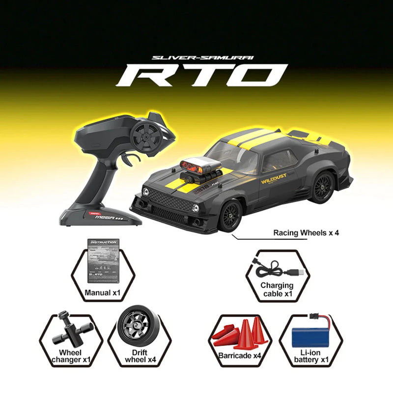 KAMTOM DC163A RTR 1/16 2.4G 4WD 50km/h Drift RC Car ESP Gyro Mini Race LED Light High Speed Racing On-Road Full Proportional Classic Retro Electric Remote Radio Control Vehicles Model Toys