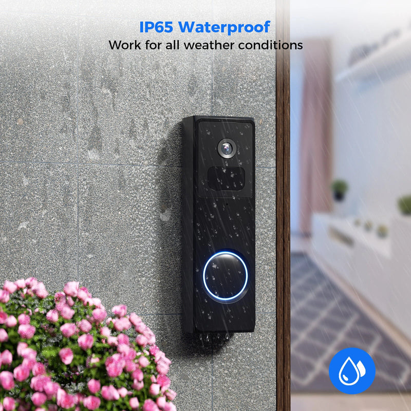 Hiseeu DB2 1080P 2MP WiFi Doorbell Camera IR Night Vision Smart PIR Motion Recognition Two-way Audio IP65 Waterproof 2.4G Wireless Home Ring Video Door Bell