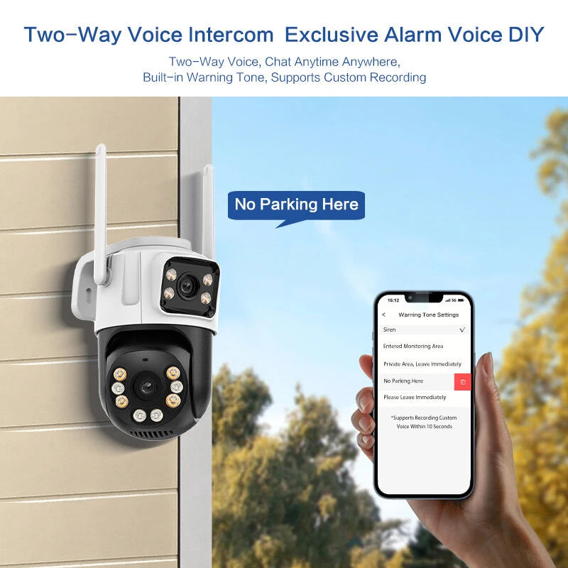 Guudgo 6MP HD Dual Lens Wireless Security Camera 360 Color Night Vision Human Motion Detect Two Way Audio Waterproof Design Surveillance CCTV Cameras