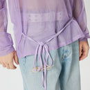 INCERUN Mens T-shirt Fashion Scooped Long Sleeves Tshirt Thin Mesh See Through Lace Up Design Tee Summer Cool Party Top Male