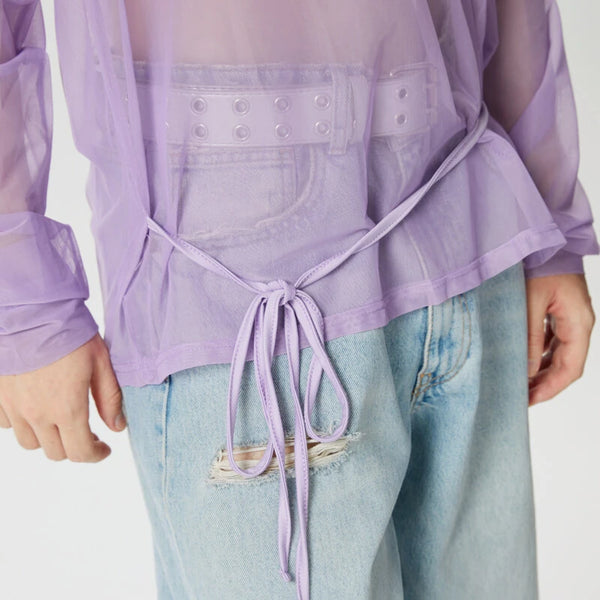 INCERUN Mens T-shirt Fashion Scooped Long Sleeves Tshirt Thin Mesh See Through Lace Up Design Tee Summer Cool Party Top Male