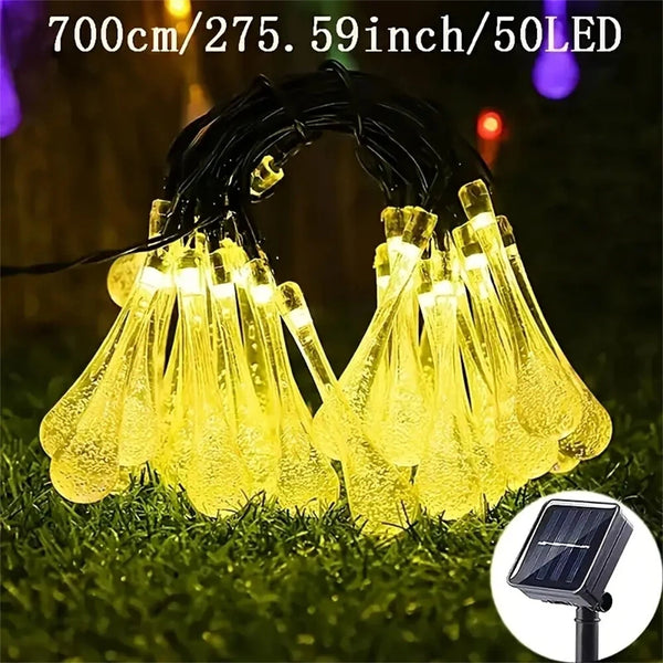 IPRee 7 Meter/50 LED Solar Droplet Lights String Outdoor Waterproof Garden Lawn Paths Fencing Wedding Party Holiday Decora Solar Powered Light