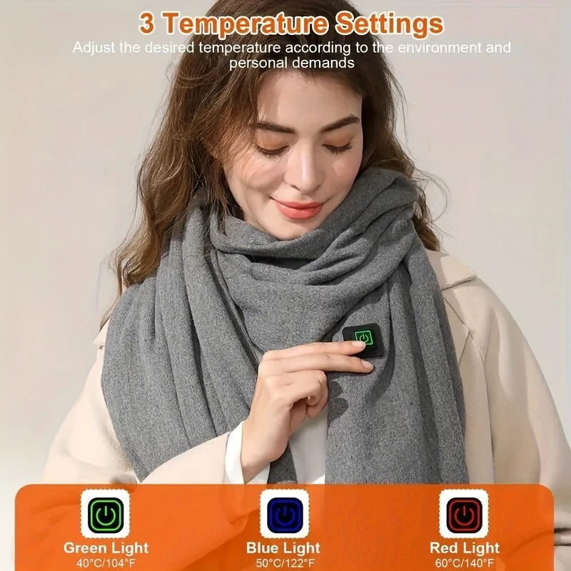 TENGOO Electric Heated Scarf Neck USB Charging Heating Pad 3 Temperature Adjustable Heating Neck Wrap Washable 3s Fast Heating for Men Women