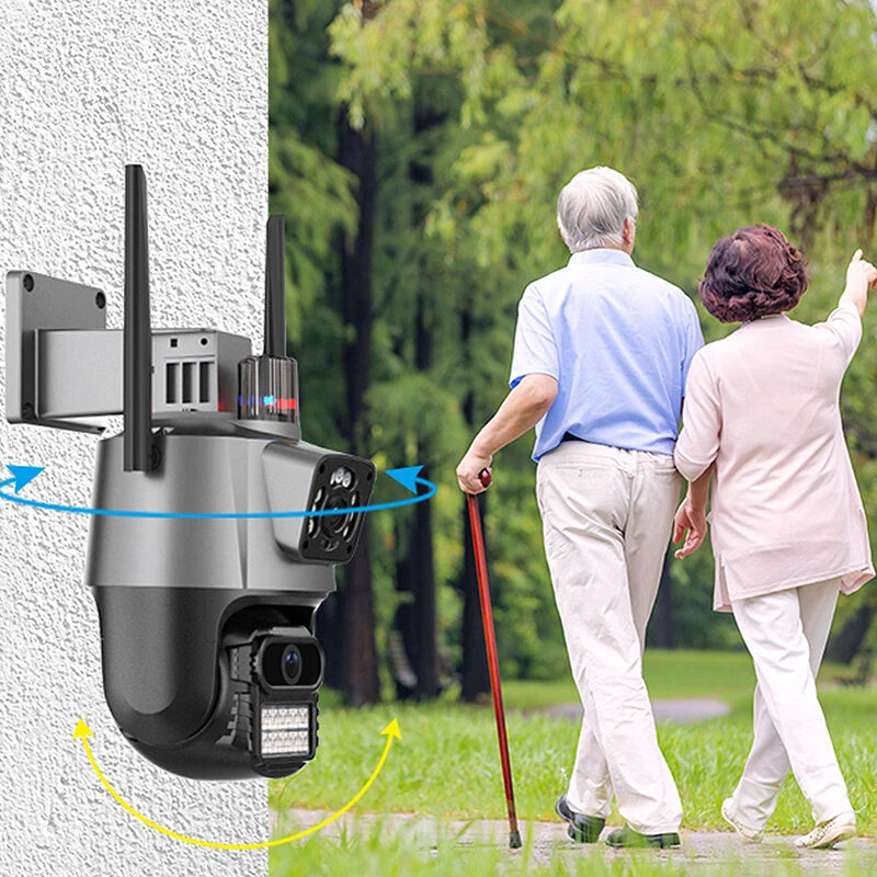 6MP 3K PTZ WiFi Camera Dual Lens Screen Intelligent Night Vision Motion Detection Two Way Intercom Record Playback CCTV Surveillance Security Camera ICSEE App