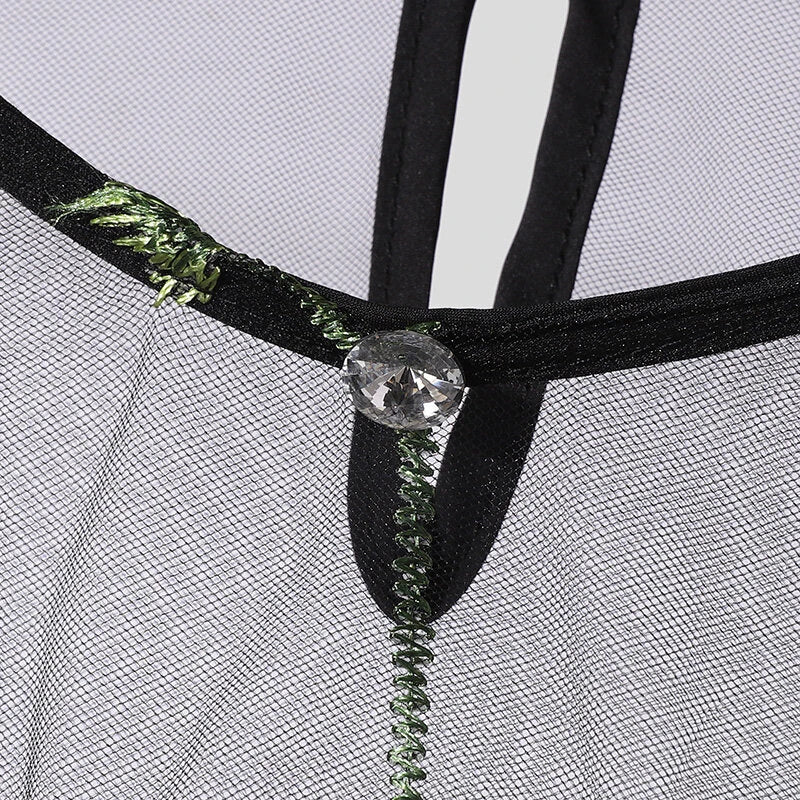 INCERUN Men T-shirts Fashion See-through Mesh Embroidered Flower Decor Long Sleeve Black Tshirts Summer Cool Party Male Tops