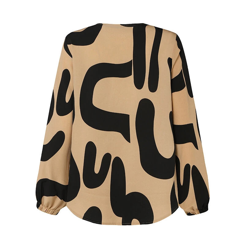 ZANZEA Ethnic Style Women Blouse Lantern Sleeve Geometric Pattern Shirt Fashion O-Neck Button Up Top