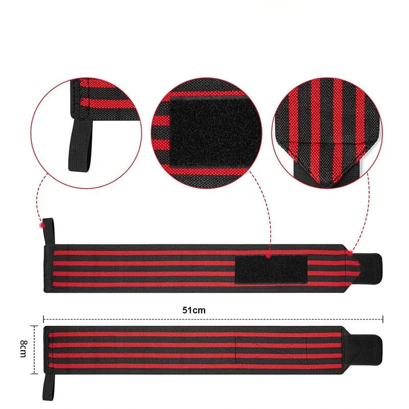 1 Pair Sport Wristband Adjustable Wrist Support Brace Straps Extra Strength Weight Lifting Wrist Wraps Bandage Fitness Gym Training for Preventing Injury