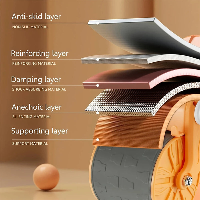 KALOAD 2 Wheel Automatic Rebound Smart Counting Abdominal Elbow Support with Phone Holder Flat Plate Exercise Wheel Silence Abdominal Wheel for Home Gym