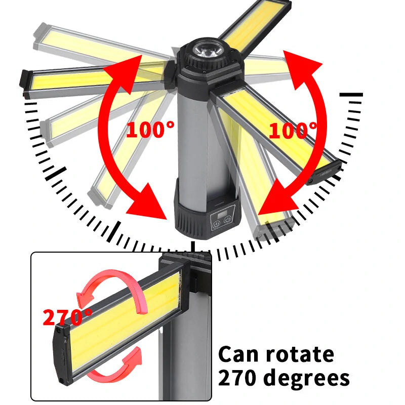 Xhp50 LED Strong Light COB With Built-in Battery and Magnet Can Output Multifunctional Digital Display Work Light