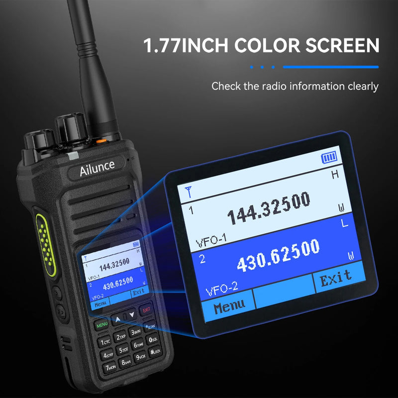Retevis Ailunce HA1UV 5W Walkie Talkie IP67 Waterproof 2800mAh Rechargeable Long Range Dual Band Two-Way Radio Sub-PTT Ham Radio
