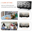 LED Mirror Digital Alarm Clock USB Charging Brightness Adjustable 10 Music Option Power off Memory Function