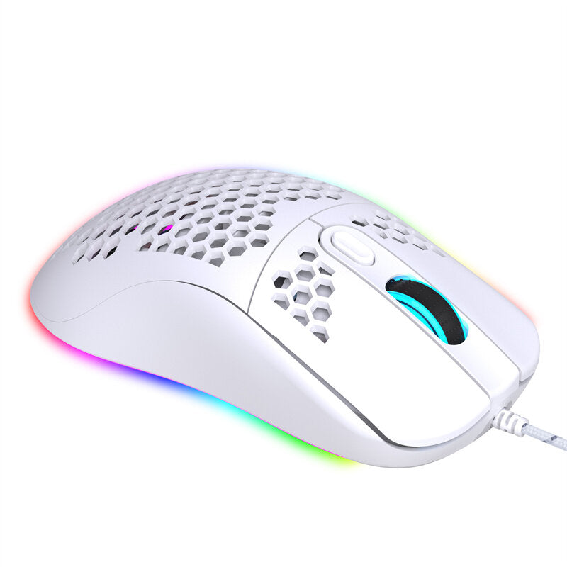 HXSJ X600 Hollow Wired Gaming Mouse RGB 8000DPI Ajustable Mice with 6 Programmable Macro Keys E-Sports Gamer Mouse