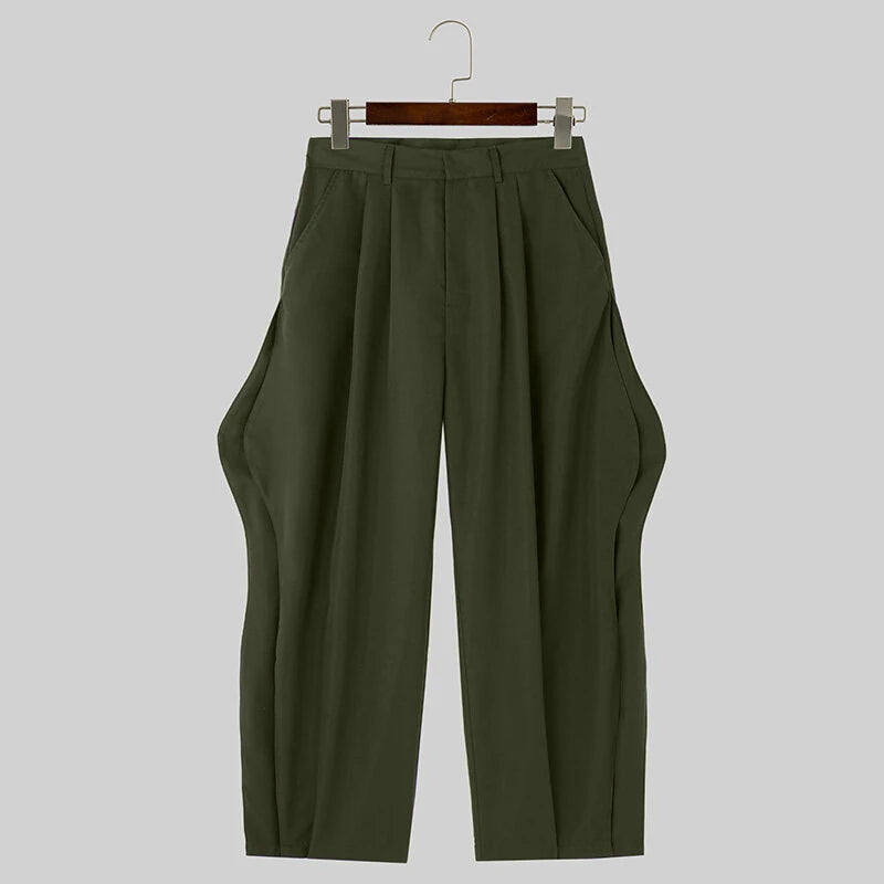 INCERUN Mens Pant Casual Chic Irregular Hem Pants for Fashion-forward Men Party Trousers