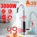 AGSIVO 3000W Instant Electric Water Heater Faucet Tap Tankless LED Digital Display Stainless Steel EU Plug for Kitchen Bathroom