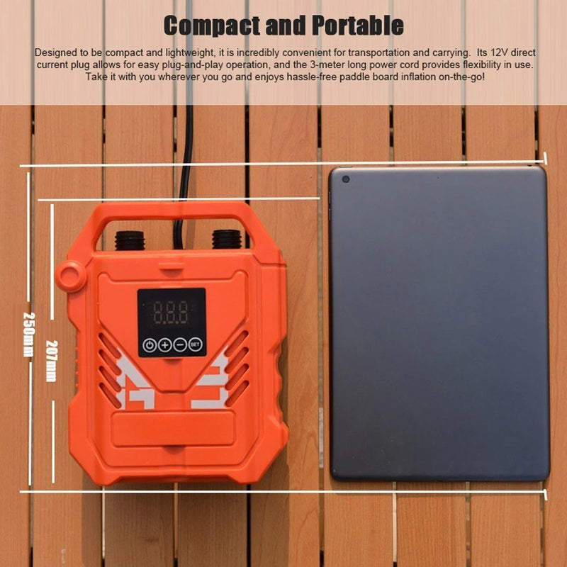 22PSI High Pressure Paddle Board Pump Portable 12V Car Electric Air Compressor Support Inflation/Deflation, 3 Working Modes Auto-Off Function with 7 Nozzles for Inflatable Boat Kayak Tent Pool Stand-up Paddle