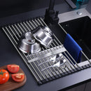 12/15 Tube Foldable Kitchen Sink Drainer Stainless Steel Vegetable Fruit Bowls Dishes Drain RackKitchen Sink Shelf Kitchen Utensils