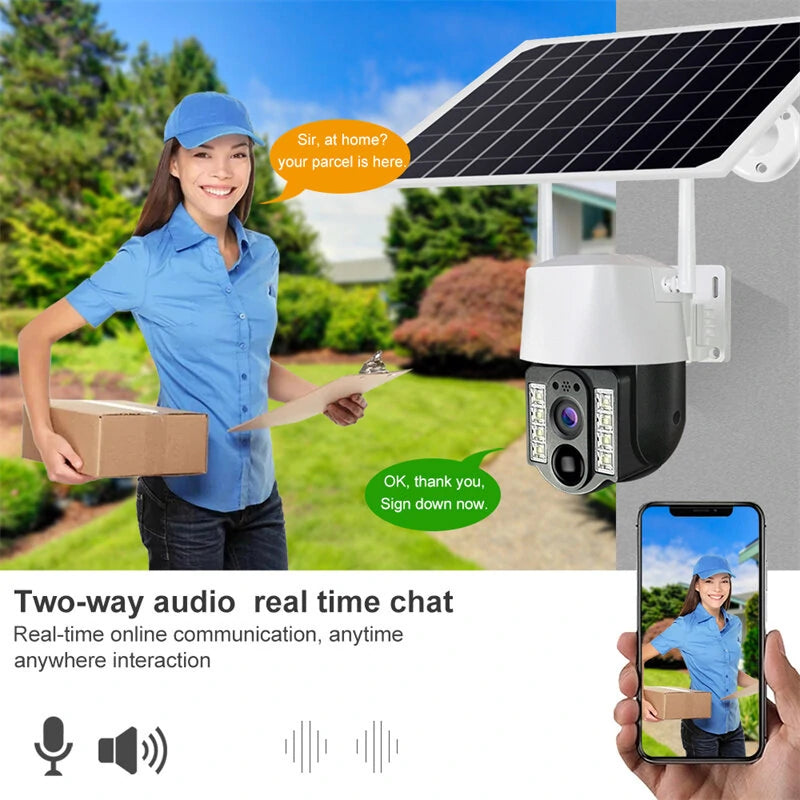 VC3 WiFi Solar Camera 2MP PTZ Outdoor Power Camara HD Night Vision PIR Humanoid Detection Two-way Audio CCTV Security Protection Built in Battery with Solar Panel IP66 Waterproof Security Cam