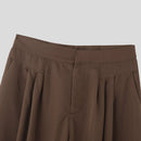 INCERUN Mens Pant Pleated Solid Color Trousers Casual Trendy Korean Pleated Solid Color Casual Pants