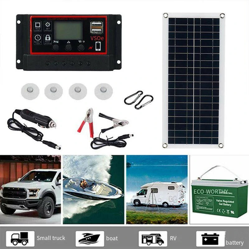 1000W Solar Panel 12V Solar Cell 20A Controller Solar Plate Kit For Phone RV Car Caravan Home Camping Outdoor Battery