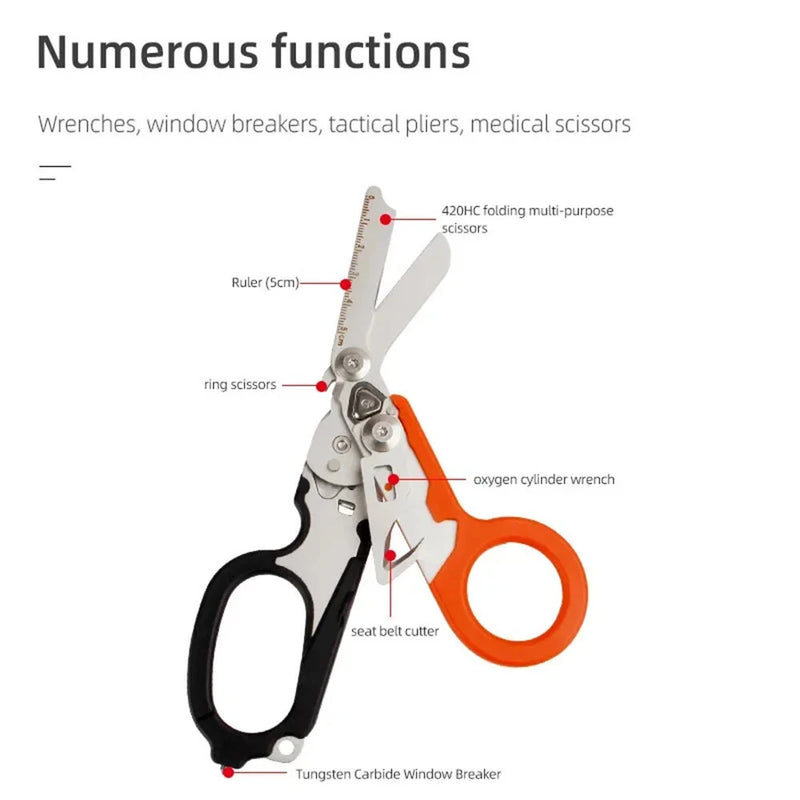 IPRee Foldable Tactical Medical Scissor Emergency Rescue Shear First Aid Kit Scissors Plier Outdoor Survival EDC Tool Gear