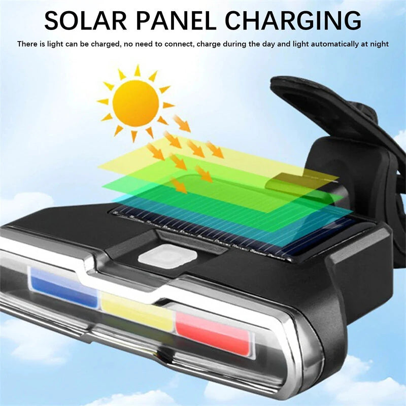Bikight Solar Bike Taillight 300mAh Battery 7 Light Modes Type-C Charging IPX7  Waterproof Bicycle Rear Light for MTB Bike Motorcycle Electric Vehicle