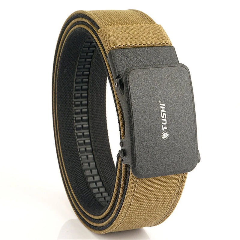 TUSHI 120cm Automatic Buckle Men Tactical Belt 1100D Nylon Thickened Hardened Double-layer Military Girdle for Outdoor Sports