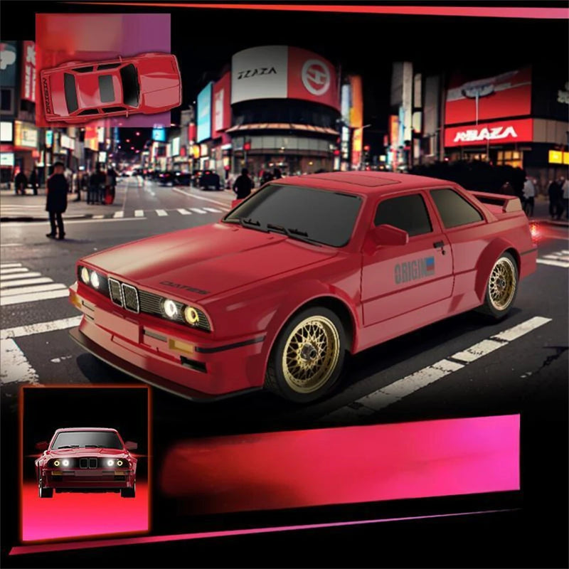 KAMTOM KM777A RTR 1/16 2.4G 4WD Drift RC Car Mini Race LED Light Retro E30 Sports High Speed Racing On-Road Electric Remote Radio Control Vehicles Model RTR Child Toys Boys Kids Gifts