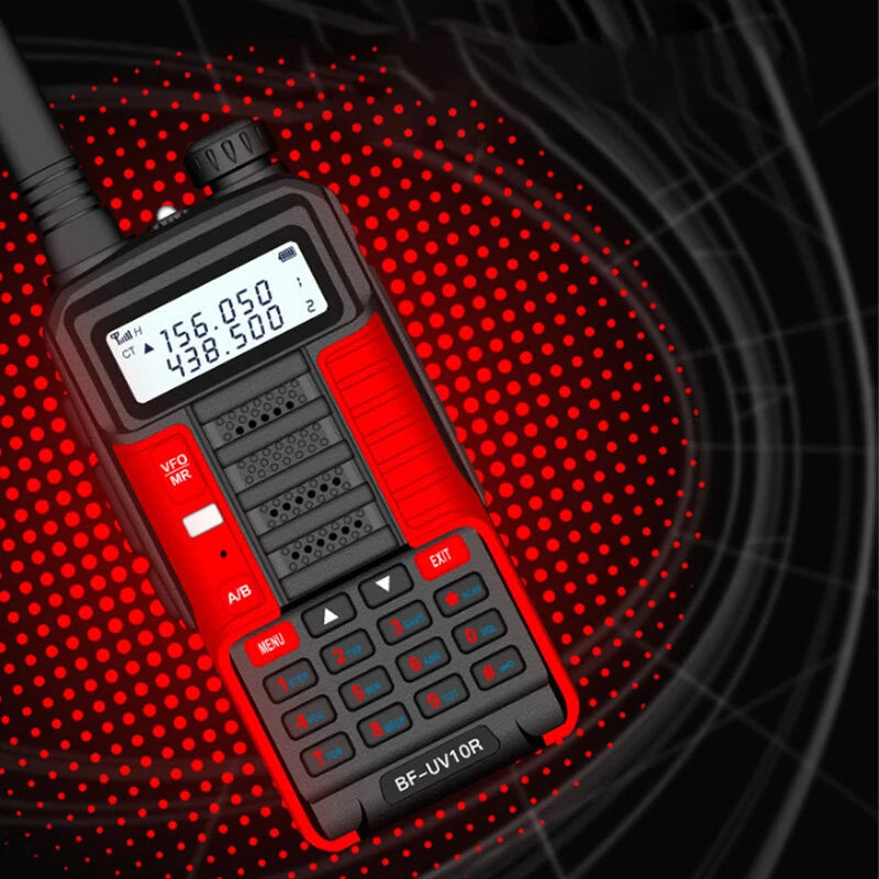 BAOFENG BF-UV10R Plus 10W 4800mAh UV Dual Band Two-way Handheld Radio Black Walkie Talkie 128 Channels LED Flashlight USB Rechargeable Outdoor Hiking Intercom