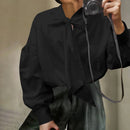 INCERUN Mens Solid Tie Neck Puff Sleeve Loose Shirt