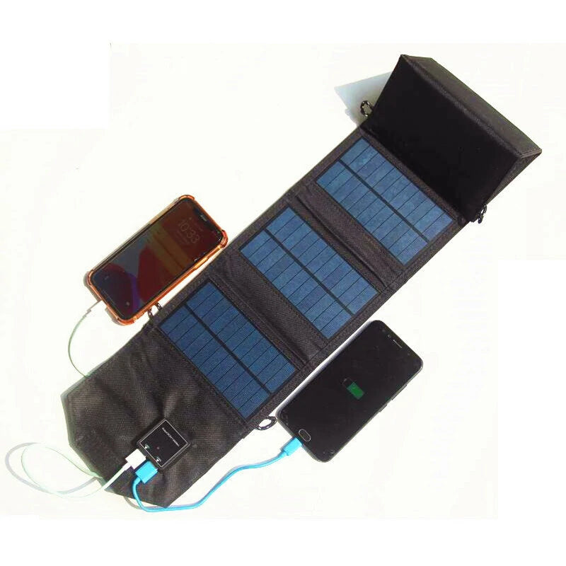 5V 15W USB Solar Chargers with 5 Folding Solar Panel Portable Solar Cell Waterproof Solar Battery Chargers Power Bank