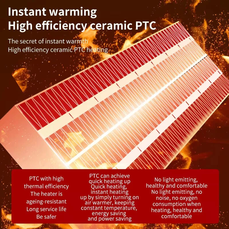 500W Electric Portable Heater PTC Ceramic Fast Space Heater Overheating Tip Over Protection 3S Heating Space For Home Office