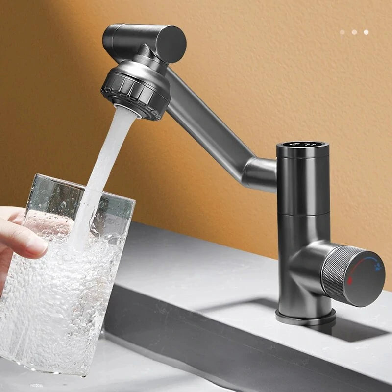 Digital Display 2 Gear Hot Cold Smart Faucet Mounted Wash Sink Hydropower Basin Water Mixer Tap Multifunction Hydropower Basin Faucet