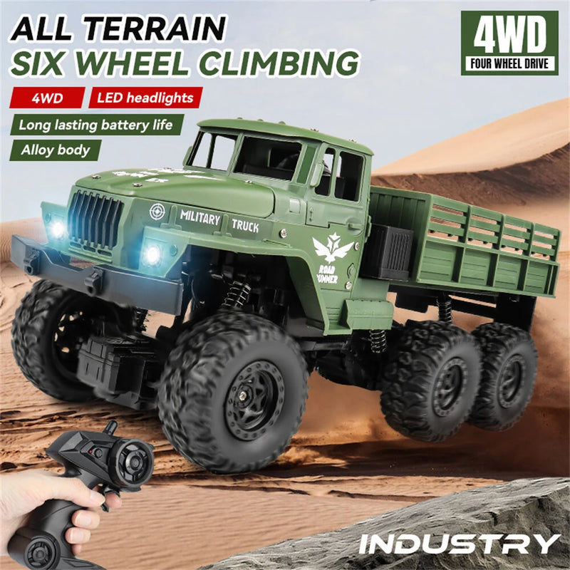 HENGRUI 553-07/08 RTR 1/16 2.4G 4WD RC Car Military Army Off-Road Truck Heavy Transport LED Light Alloy Body Remote Control Vehicles Models Toys
