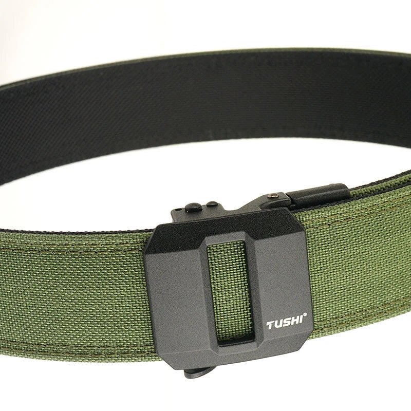 TUSHI Metal Buckle Tactical Belt for Men Adjustable Nylon Military Gun Belt Heavy Duty EDC Outdoor Sports Police Duty Waistband Work Utility Belt