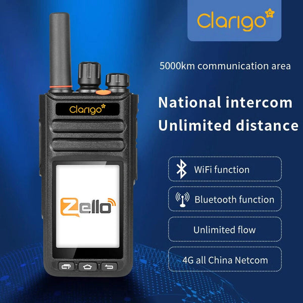 V1-M3 Zello 4G GPS Walkie Talkie Intercom 5000km Range bluetooth WiFi 2.4" Touchscreen 4000mAh