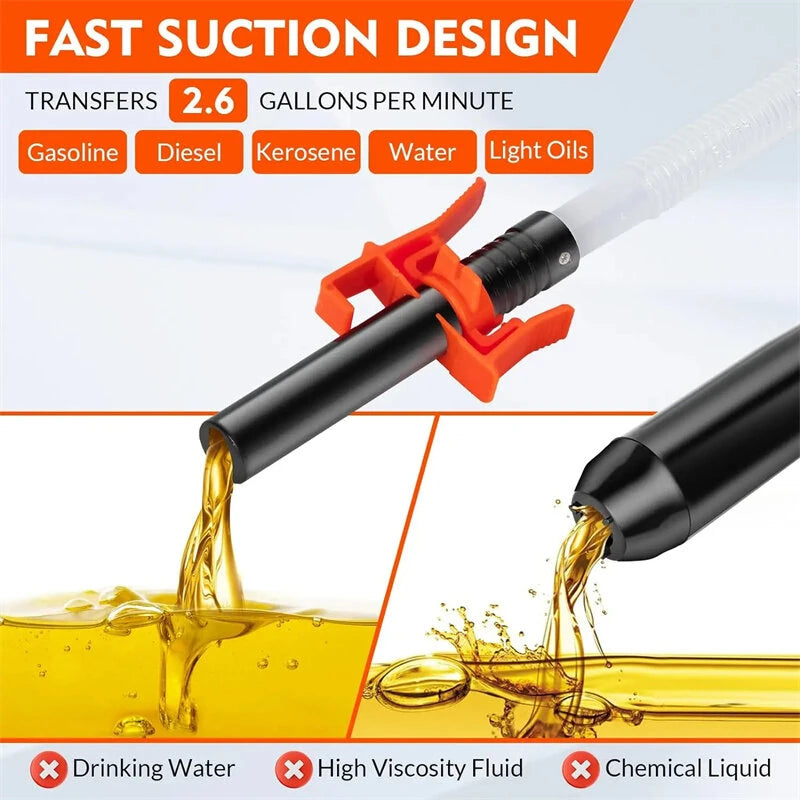 Portable Electric Oil Pump Battery-Operated Liquid Transfer Siphon 2.4 Gallons Per Minute for Gas Diesel Kerosene Water Efficient Flow Control