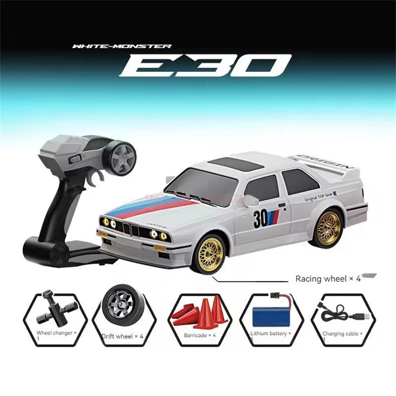 KAMTOM KM777A RTR 1/16 2.4G 4WD Drift RC Car Mini Race LED Light Retro E30 Sports High Speed Racing On-Road Electric Remote Radio Control Vehicles Model RTR Child Toys Boys Kids Gifts