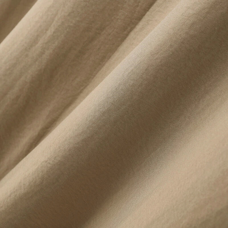 INCERUN Mens Shirt Solid Color Stand Collar Shirt Summer Casual Loose Fit Half Long Sleeve Top Men Clothing Shirts