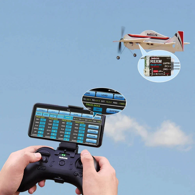 Radiolink R8XM 2.4GHz 8CH FHSS SBUS/PPM Mini Receiver Built-in Telemetry 4000M Control Distance for RC Airplane Car Boat